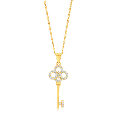 9ct Yellow Gold Zirconia Key Pendant