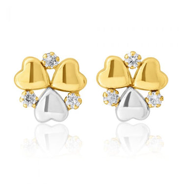 9ct Yellow Gold Zirconia Heart Studs
