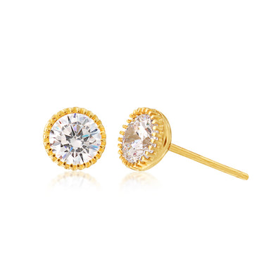 9ct Yellow Gold Zirconia Round 5mm Studs