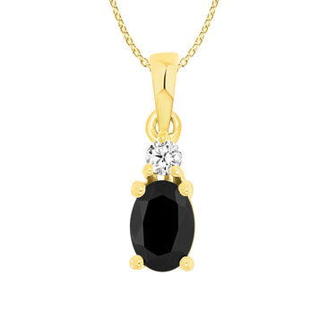 9ct Yellow Gold Natural Sapphire & Diamond Pendant