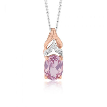 9ct Created Peach Sapphire and Diamond Pendant