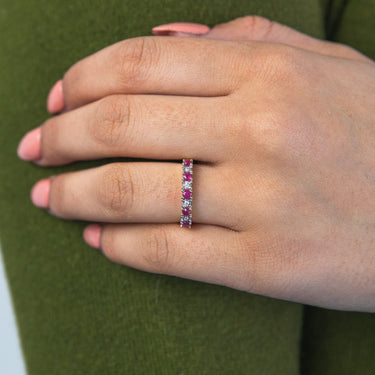 9ct Yellow Gold Natural Ruby and Diamond Ring