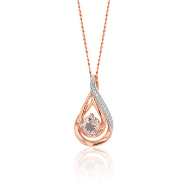 9ct Rose Gold Morganite and Diamond Pendant