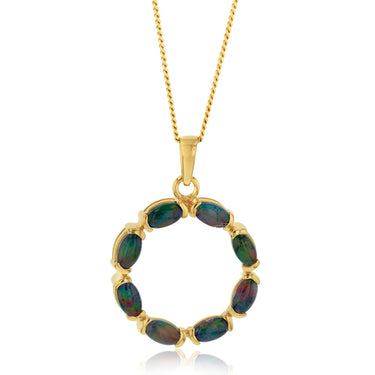 9ct Yellow Gold 5x3mm Triplet Opal Circle of Life Pendant