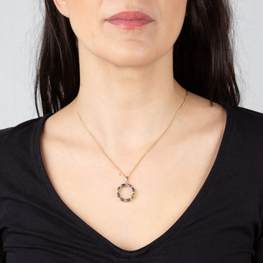 9ct Yellow Gold 5x3mm Triplet Opal Circle of Life Pendant