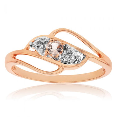 9ct Morganite and Diamond Ring 9R