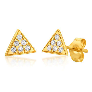 9ct Yellow Gold Zirconia Triangle Studs