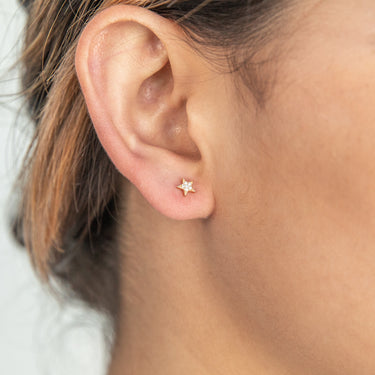 9ct Yellow Gold Zirconia Star Studs