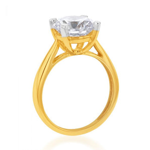 9ct Yellow Gold 3.00ct Diamond Equivalent 9.5mm Zirconia Solitaire Ring