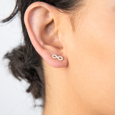 9ct Yellow Gold "Everlasting Love" Zirconia Infinity Stud Earrings