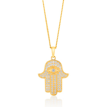 9ct Yellow Gold Zirconia Hamsa Pendant