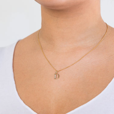 9ct Yellow Gold Inital D Zirconia Pendant