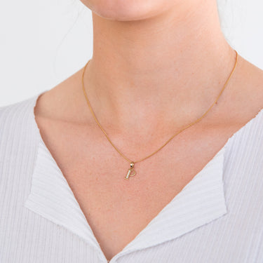 9ct Yellow Gold Initial P Zirconia Pendant