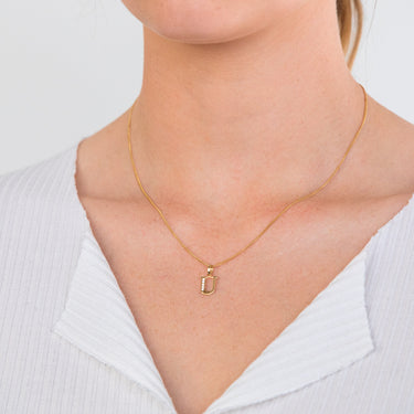 9ct Yellow Gold Initial U Zirconia Pendant