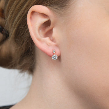 9ct Yellow Gold Twin Cubic Zirconia Drop Stud Earrings