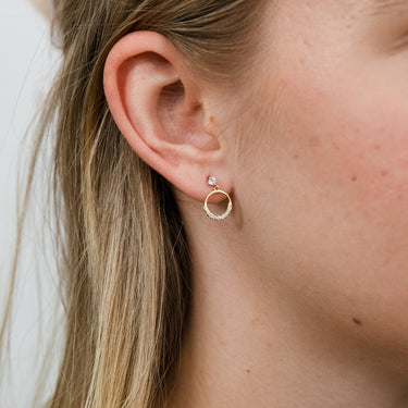 9ct Yellow Gold Zirconia Open Circle Drop Earrings