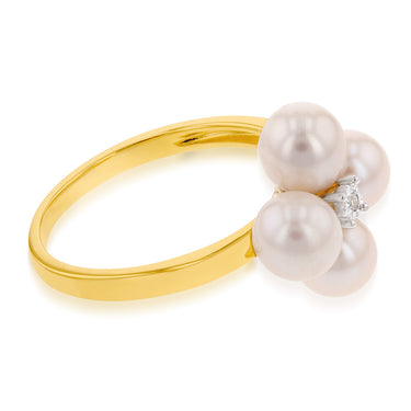 9ct Yellow Gold Freshwater Pearl and Diamond Ring