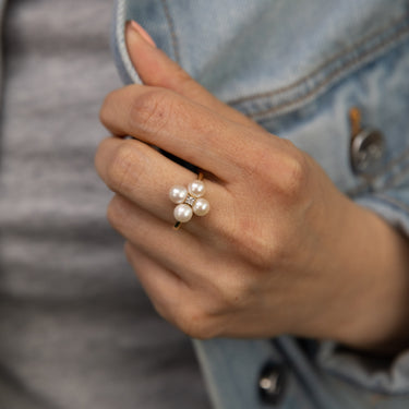 9ct Yellow Gold Freshwater Pearl and Diamond Ring