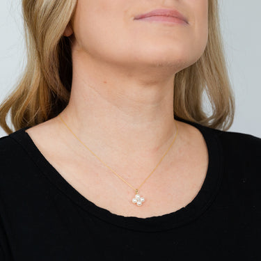 9ct Yellow Gold Freshwater Pearl and Diamond Pendant on Chain