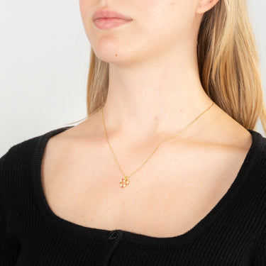 Red and White Zirconia Heart Pendant in 9ct Yellow Gold
