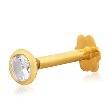 9ct Yellow Gold Cubic Zirconia Labret Earrings