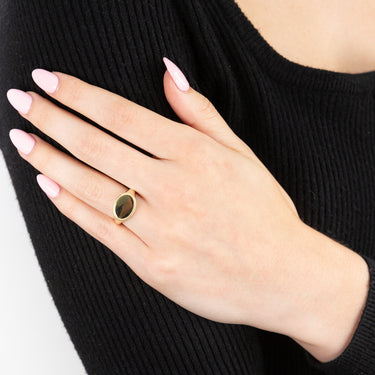 9ct Yellow Gold Oval Rope Edge Signet Ring