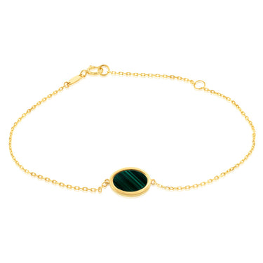 9ct Yellow Gold Malachite 19cm Bracelet