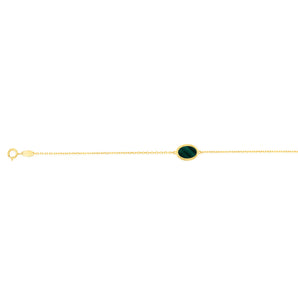 9ct Yellow Gold Malachite 19cm Bracelet