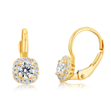 9ct Yellow Gold Cubic Zirconia Fancy Hoop Earrings