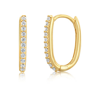 9ct Yellow Gold Cubic Zirconia On Square Hoop Earrings