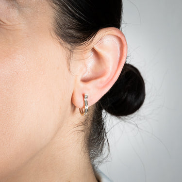 9ct Yellow Gold Cubic Zirconia Fancy Hoop Earrings