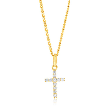Cubic Zirconia Cross Pendant in 9ct Yellow Gold
