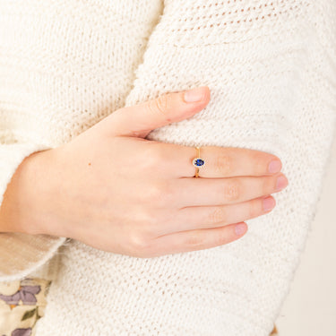 9ct Yellow Gold Created Oval Sapphire& Diamond Halo Ring