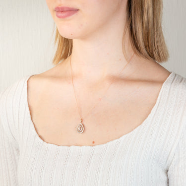 9ct Rose Gold Diamond And Oval Morganite  Pendant