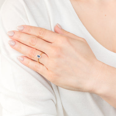 9ct Yellow Gold Diamond And Pear Sapphire Ring