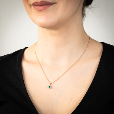 9ct Yellow Gold Diamond And Created Emerald Pendant