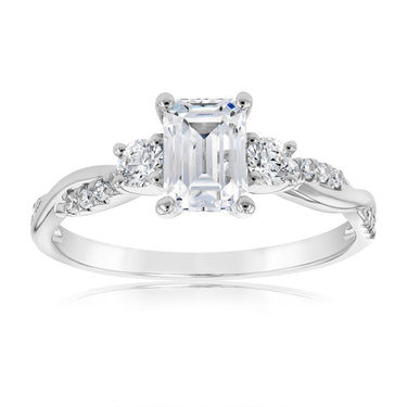 9ct White Gold Fancy Cubic Zirconia Ring