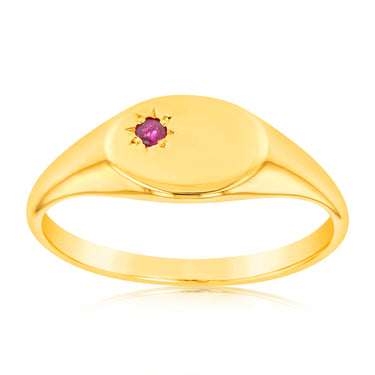 9ct Yellow Gold 1.75mm Natural Ruby Ring