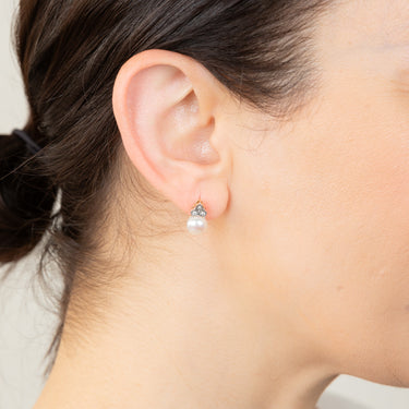 9ct Yellow Gold Pearl And Diamond Stud Earrings