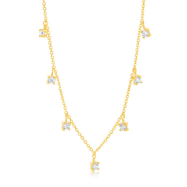 9ct Yellow Gold 2.5mm Zirconia Charm On 45cm Chain