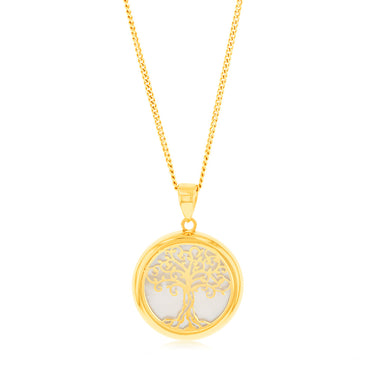 9ct Yellow Gold Tree Of Life Mother Of Pearl Pendant