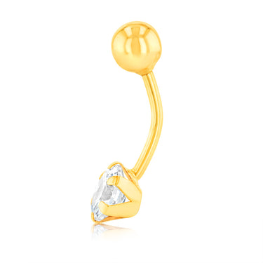 Cubic Zirconia Belly Bar in 9ct Yellow Gold