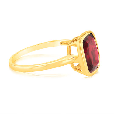4.50 Carat Created Ruby Bezel Set Ring in 9ct Yellow Gold