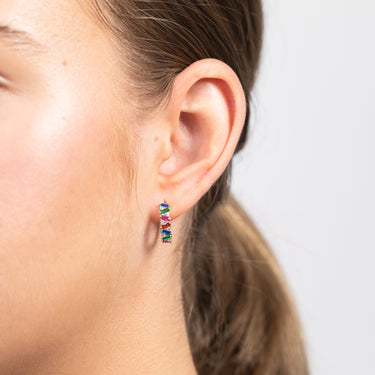 9ct Yellow Gold Coloured Cubic Zirconia Hoop Earrings