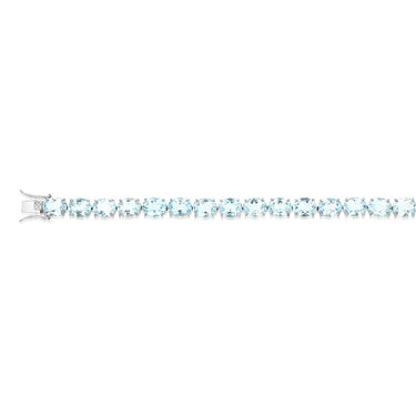 50 Carat Blue Topaz Tennis 18cm Bracelet Set in Sterling Silver