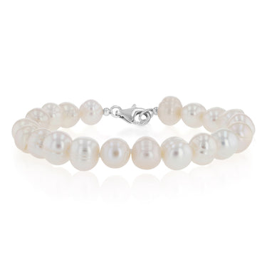 White Freshwater Pearl Bracelet, Necklace & Earring Set with Sterling Silver Clasp