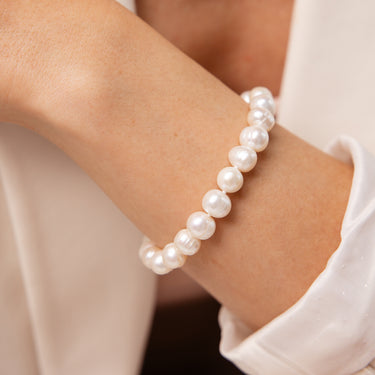 White Freshwater Pearl Bracelet, Necklace & Earring Set with Sterling Silver Clasp