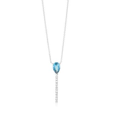 9ct White Gold 0.48Ct Blue Topaz in 10 Diamonds