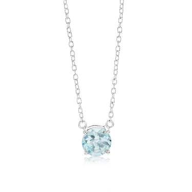 7mm Natural Blue Topaz Pendant in Sterling Silver with Chain