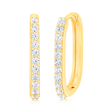 9ct Yellow Gold Cubic Zirconia Hoop Earrings